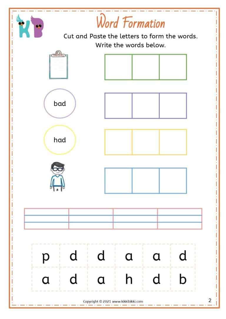 CVC - ad Families Words Worksheets