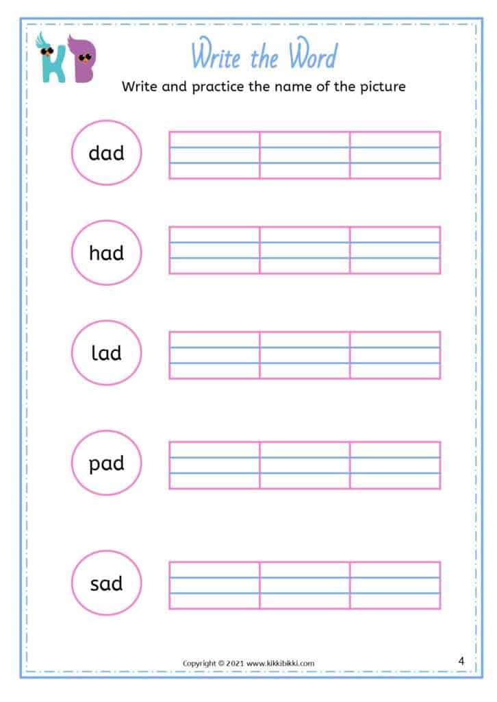 Worksheet on CVC - ad Words Worksheets