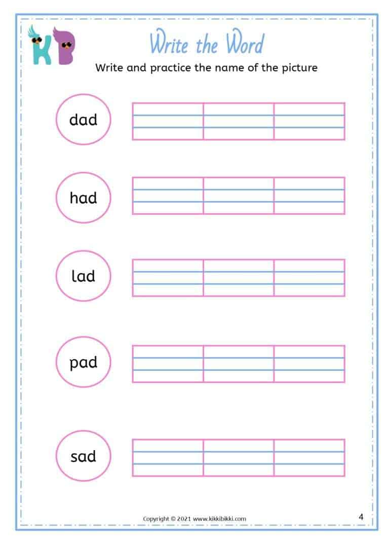 Worksheet on CVC - ad Words Worksheets