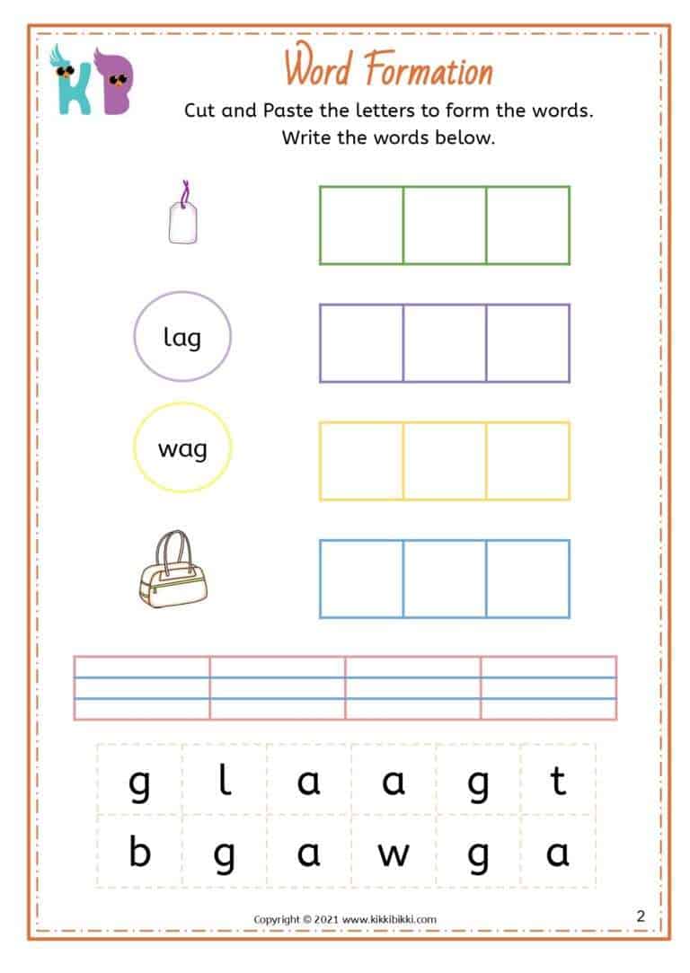 CVC - ag Families Words Worksheets