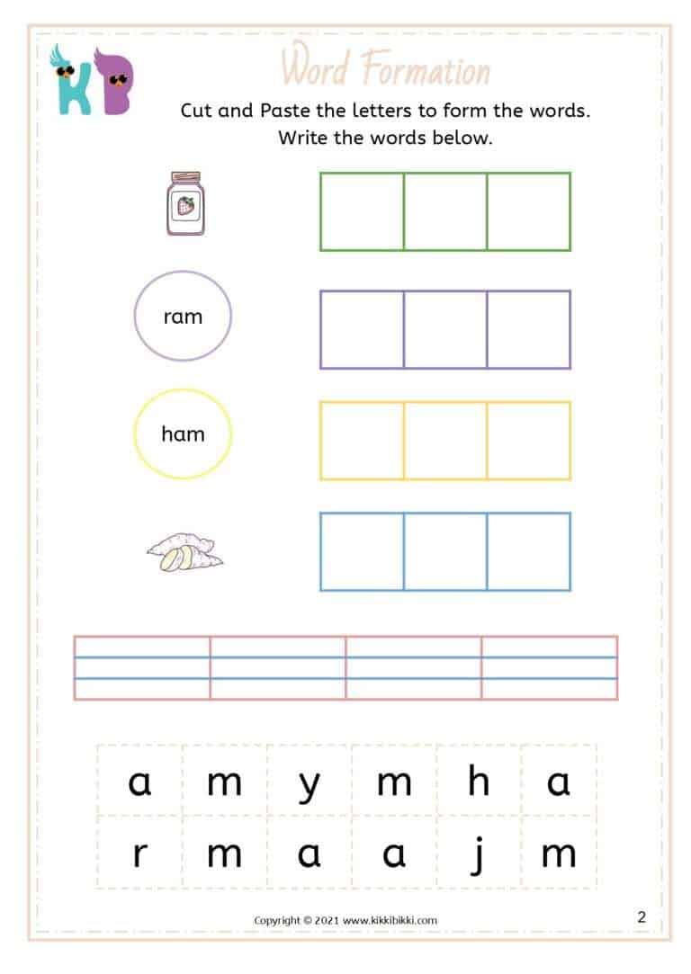 CVC - ab Family Word List Worksheets