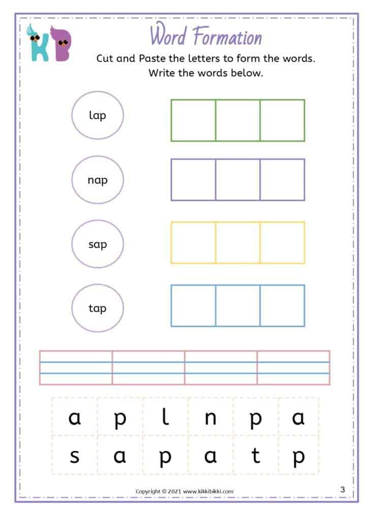 CVC - ap Words in English Worksheets