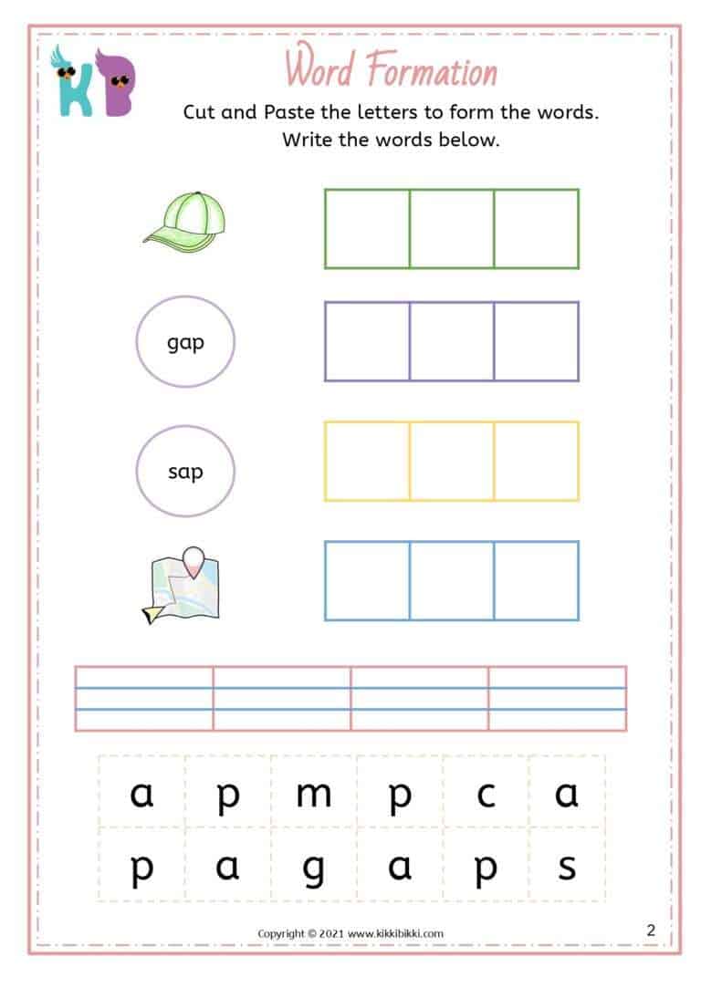 CVC - ap Families Words Worksheets