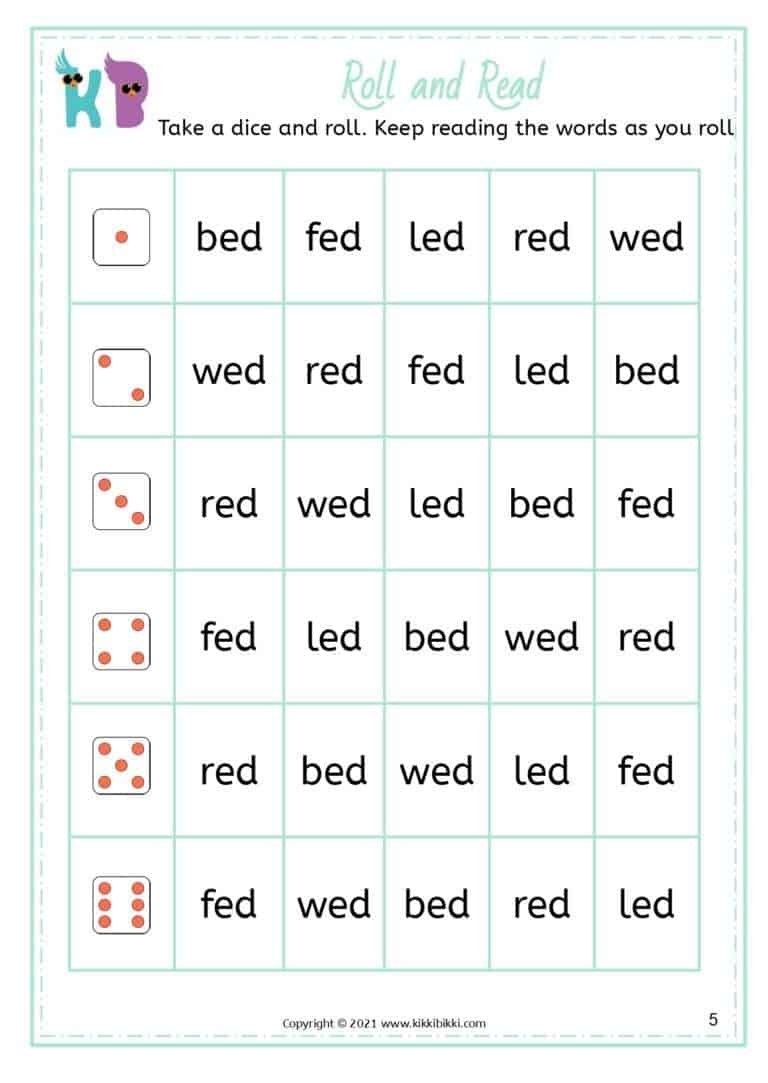 CVC Short E -ed Word Search Worksheets