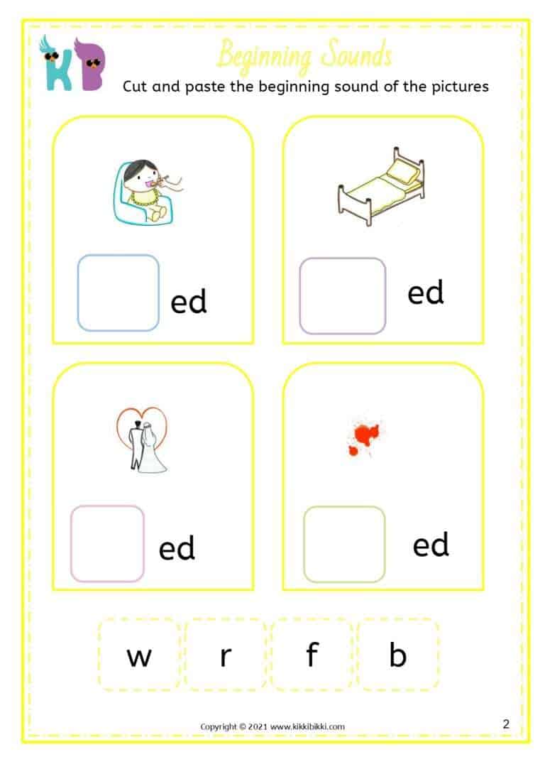 CVC Short E -ed Family Words Worksheets