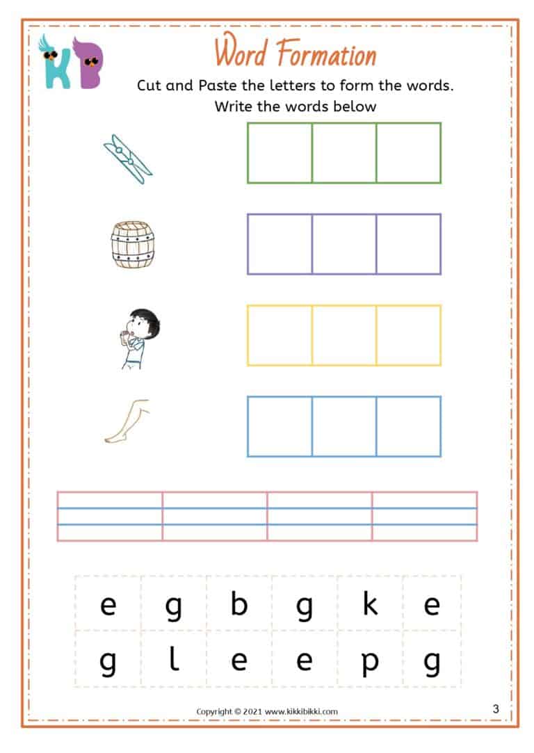 CVC Short E -eg Rhyming Words Worksheets