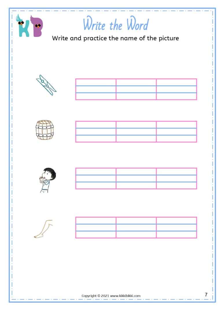 CVC Short E -eg Word Family Poster Worksheets