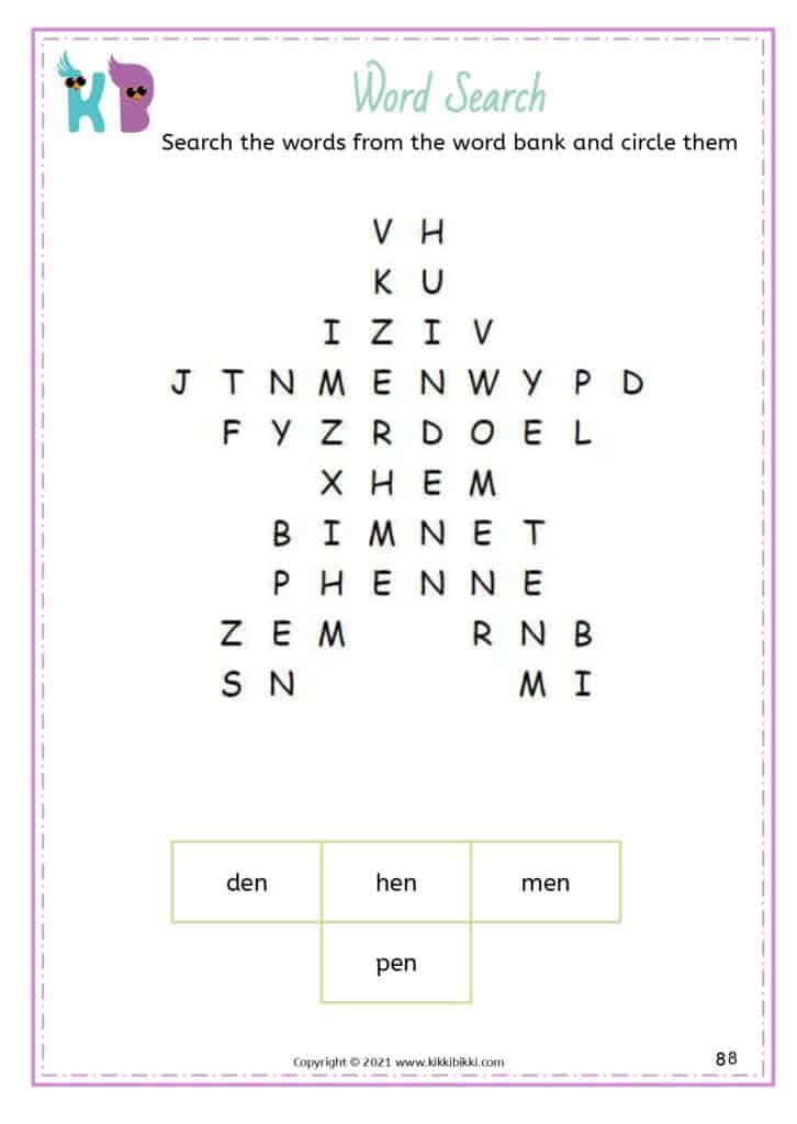 Free Printable en Words Worksheets