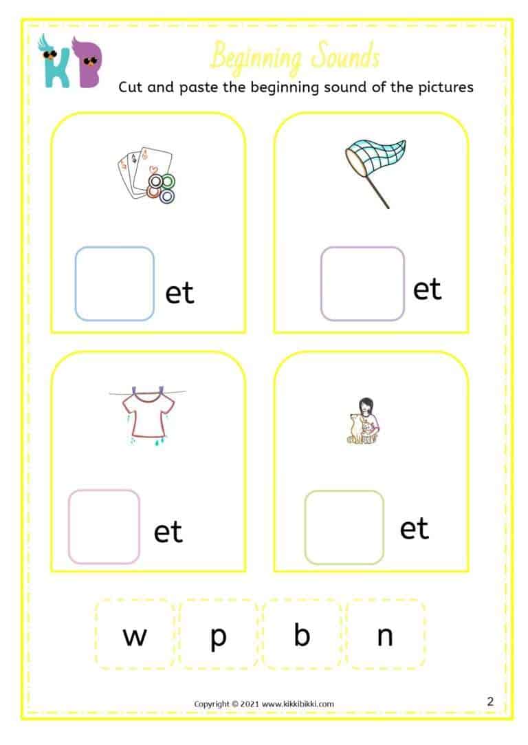 CVC Short E -et Family Words Worksheets