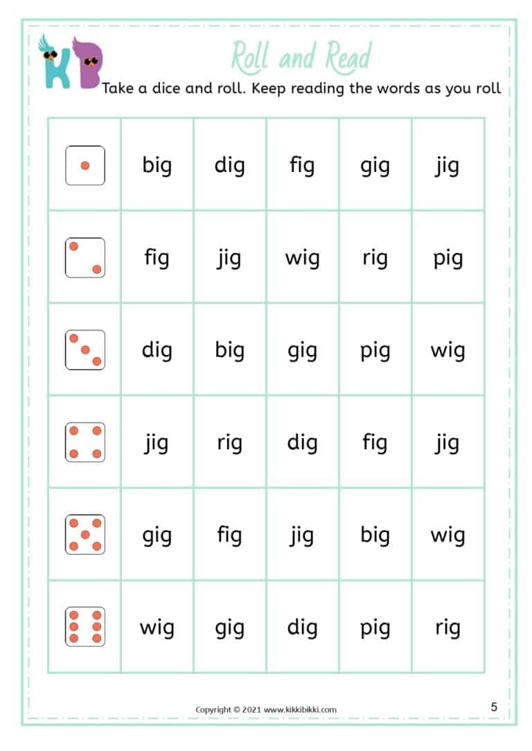 CVC Short I -ig Sound Match Worksheets