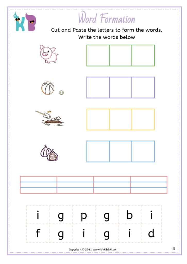 CVC Short I -ig Word Search Worksheets