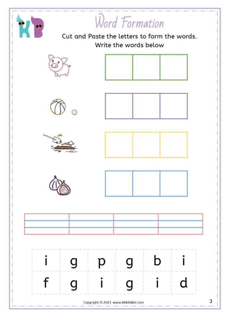 CVC Short I -ig Word Search Worksheets