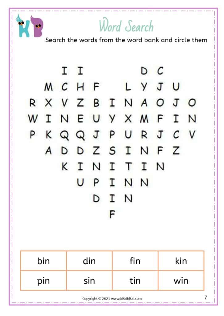 Engaging CVC Short I -in Words in English Worksheets
