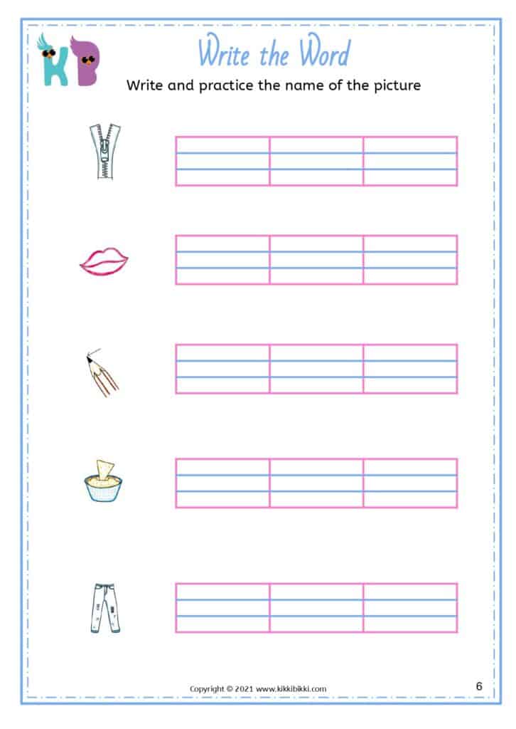 Engaging CVC Short I -ip Words in English Worksheets