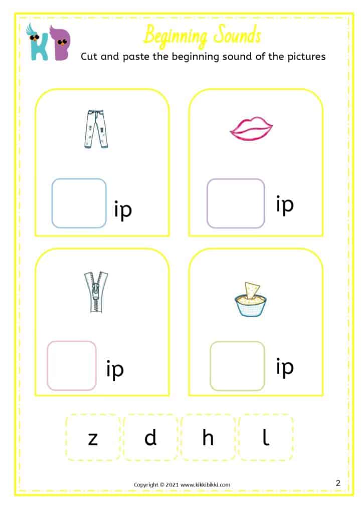 CVC Short I -ip Family Words Worksheets