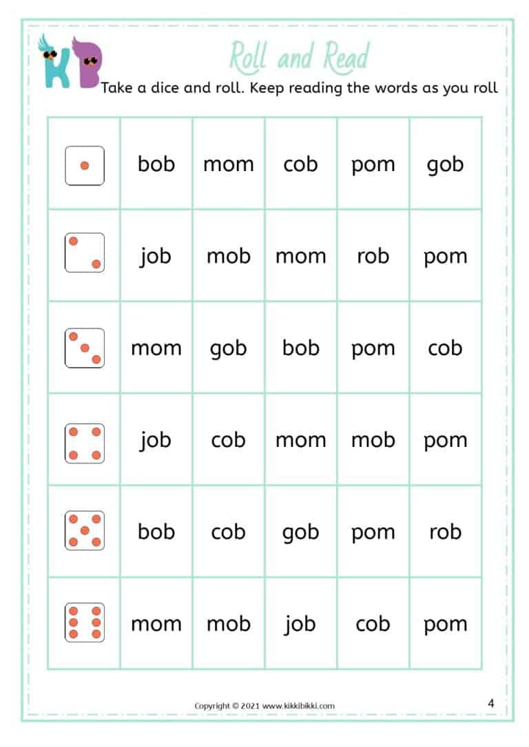 CVC Short O -om Family Words Worksheets