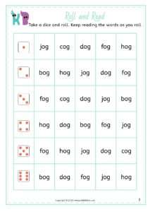 CVC -og Word Family - Free Phonics Printable