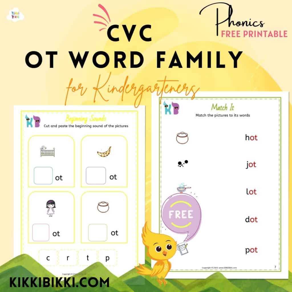 CVC Short O -ot Words Worksheets