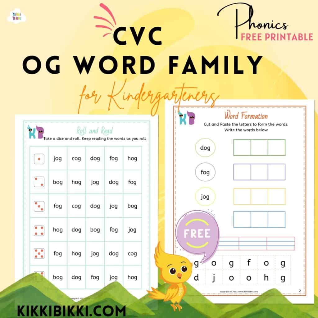 CVC Short O -og Words Worksheets