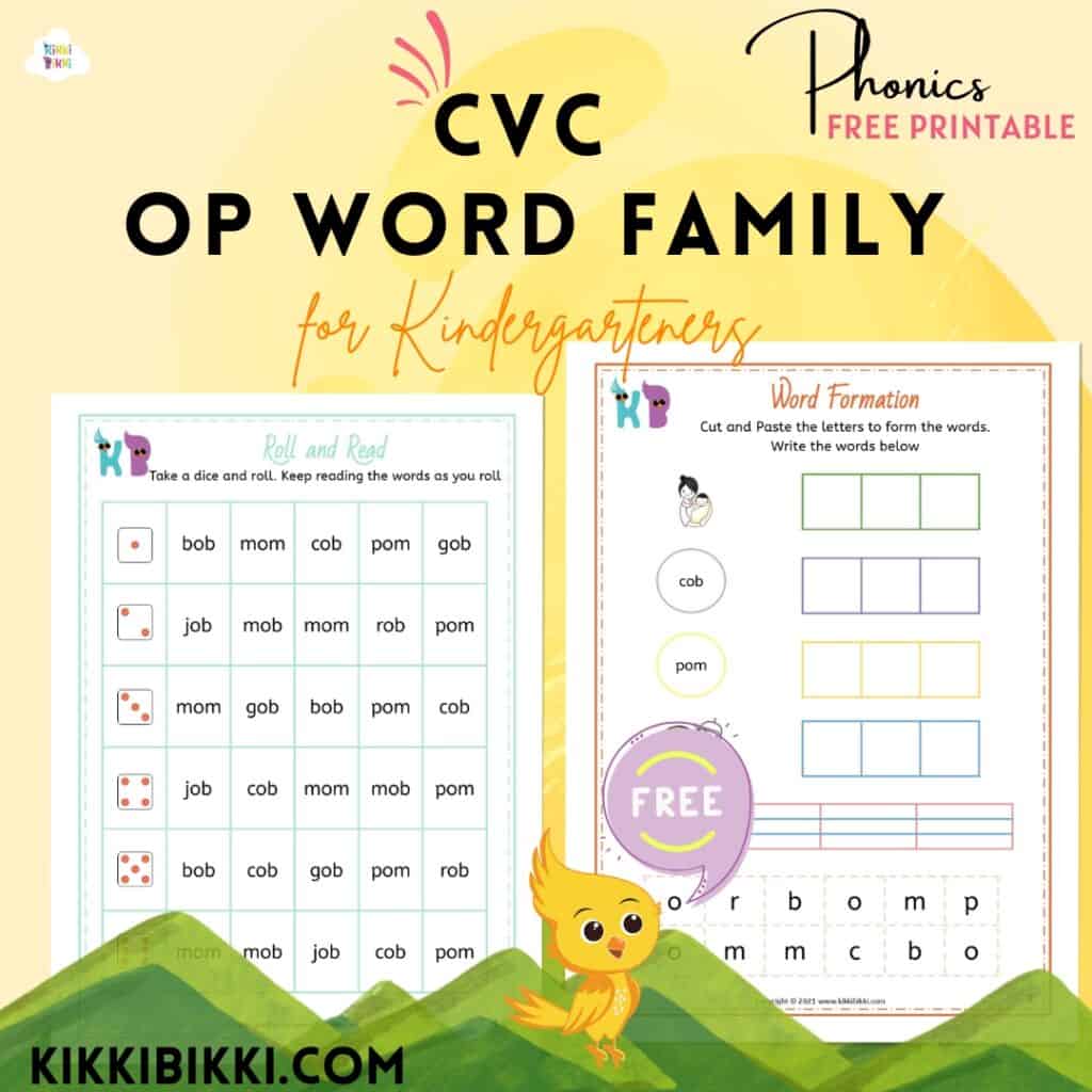 CVC Short O -ob Family Words Worksheets