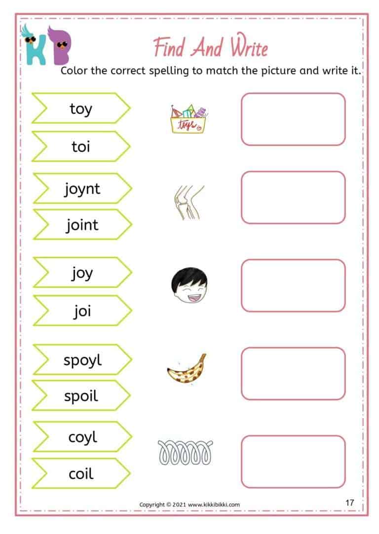 Diphthongs Word Search