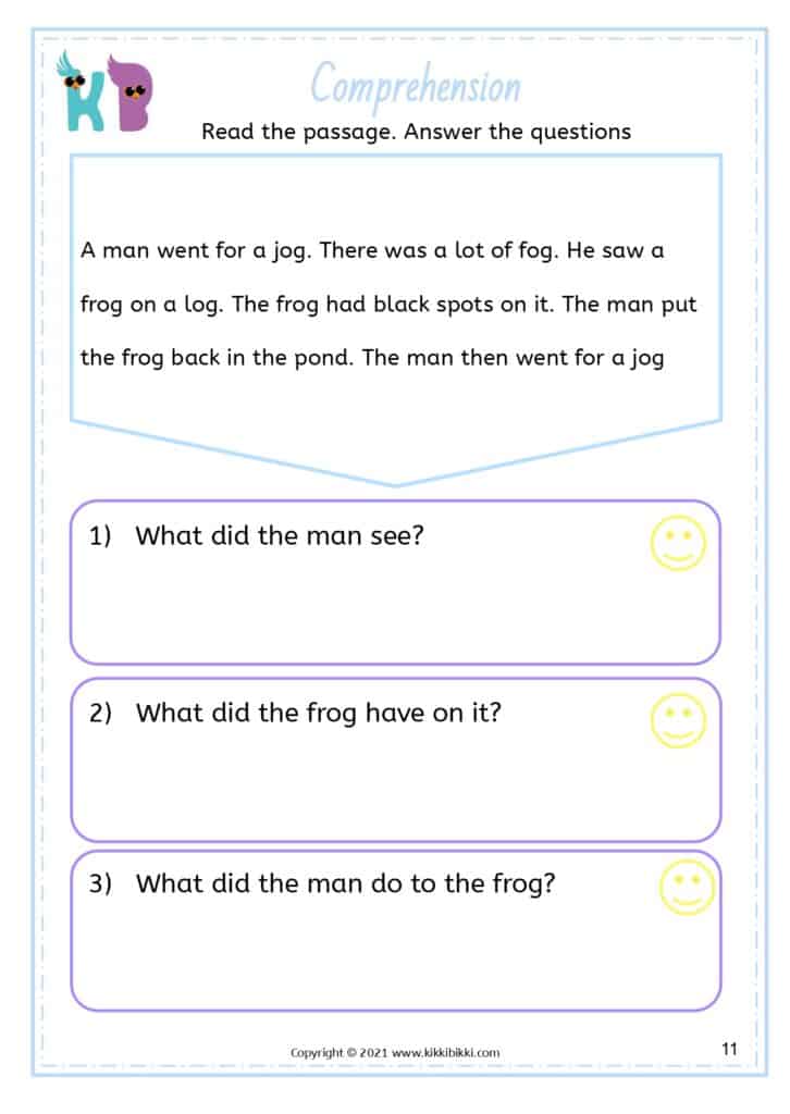 CVC comprehension questions for young learners