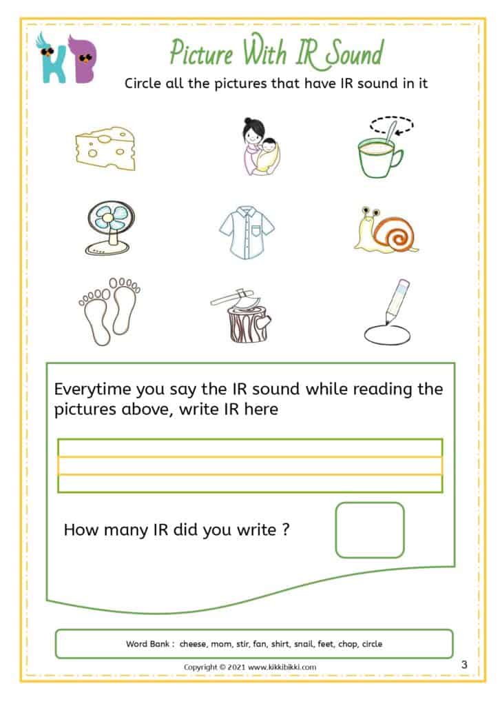 Kindergarten Phonics 'ir' Sound