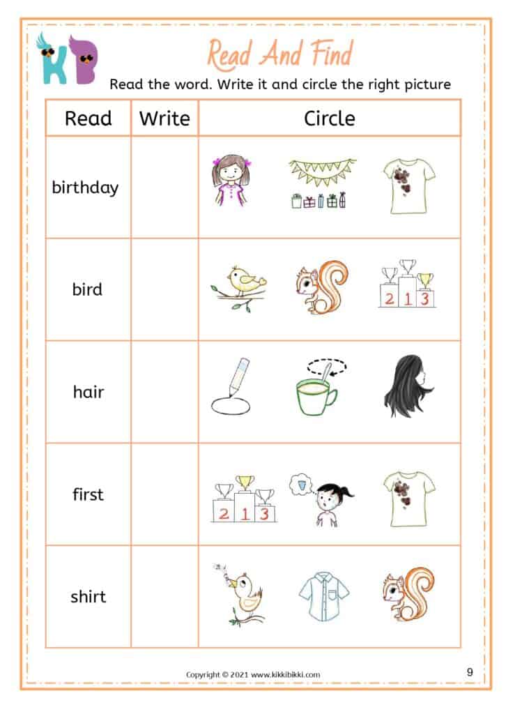 Phonics 'ir' Sound Practice