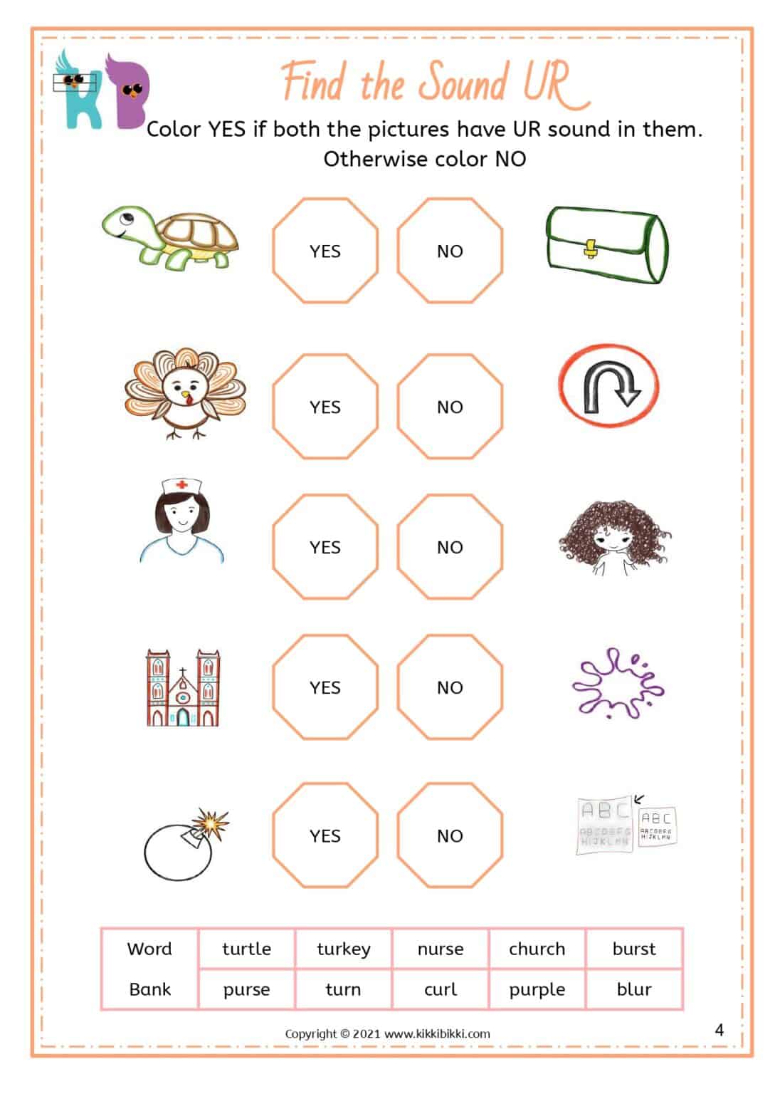 Bossy R - Kindergarten Worksheet - Free Phonics Printable