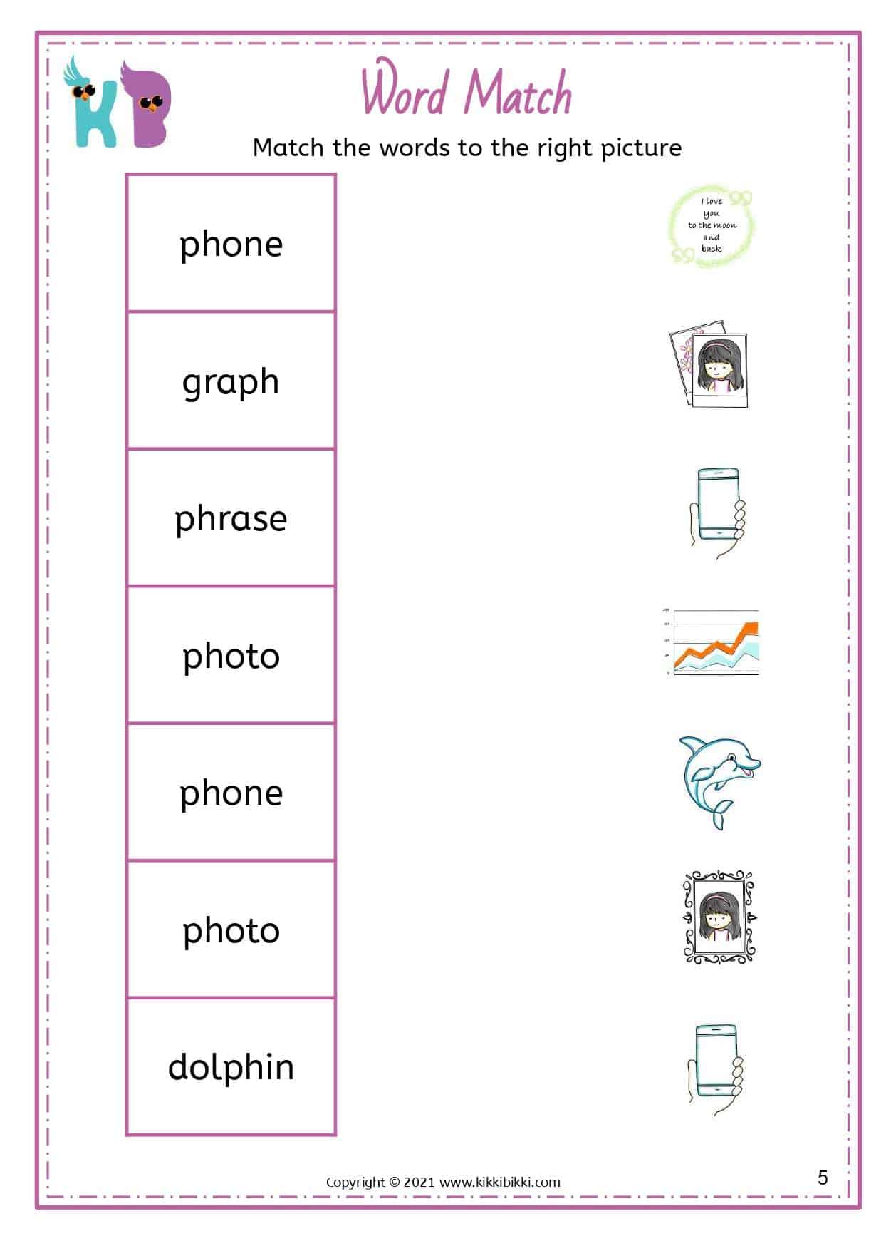 ph Words - Kindergarten Worksheet - Free Phonics Printable