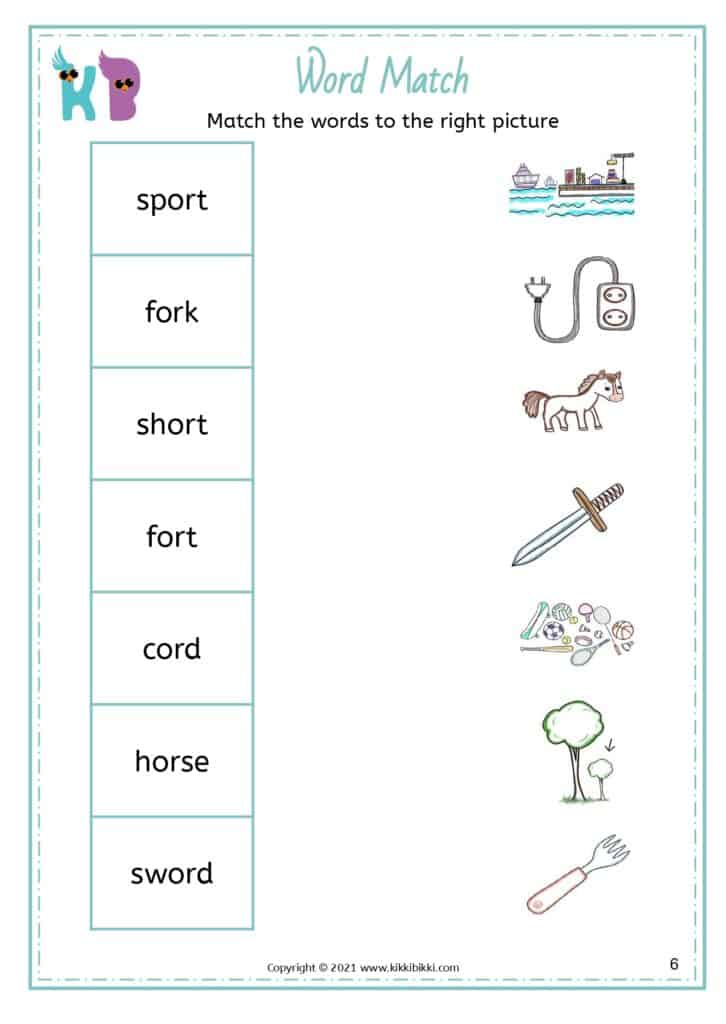 Bossy R Words Sorting Activity