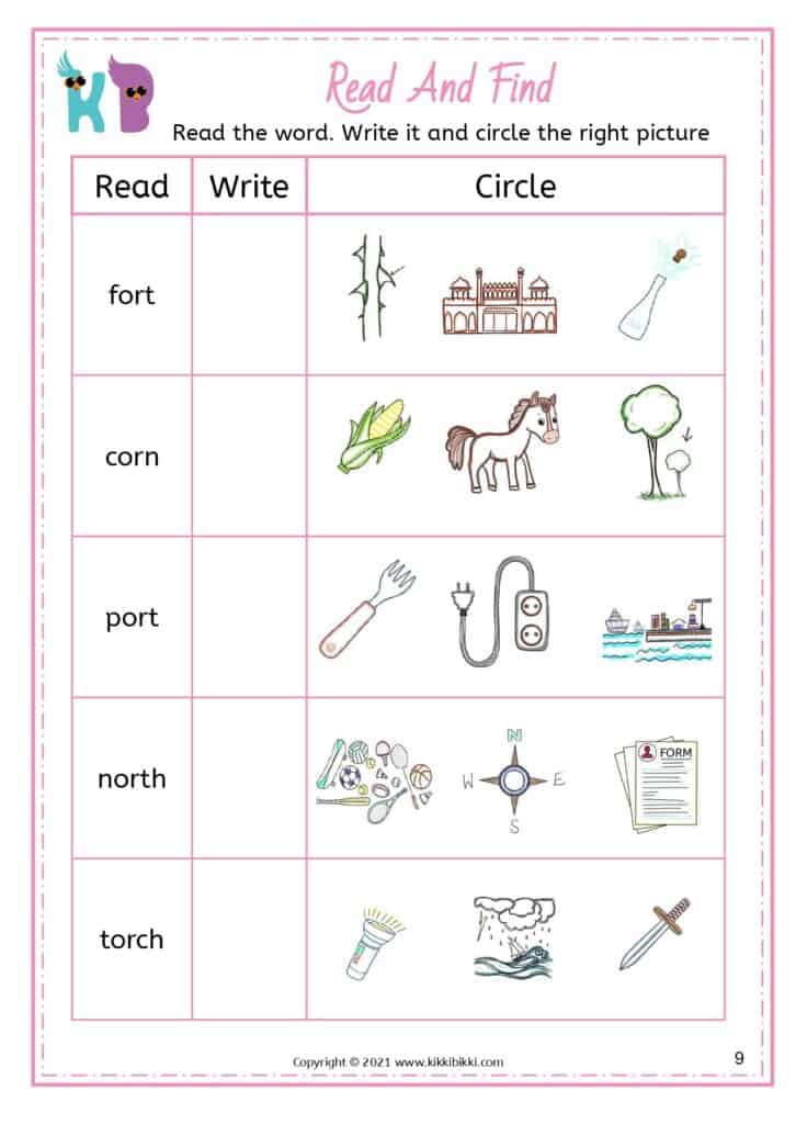 Bossy R Words Activity for Kids