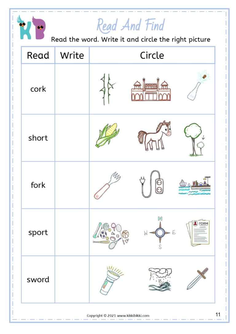 Bossy R Words Free Worksheet