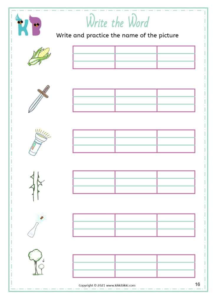 Kindergarten CVC Learning Worksheets