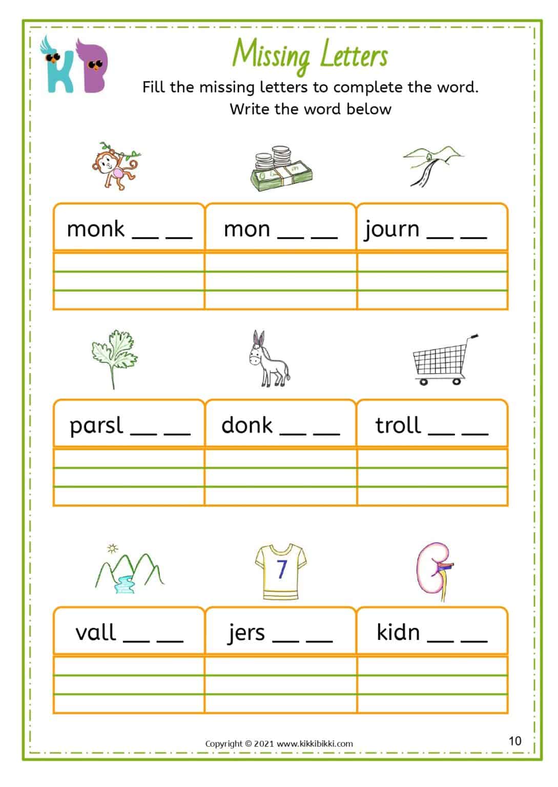 Words ending with 'ey' - Kindergarten Worksheet - Free Phonics