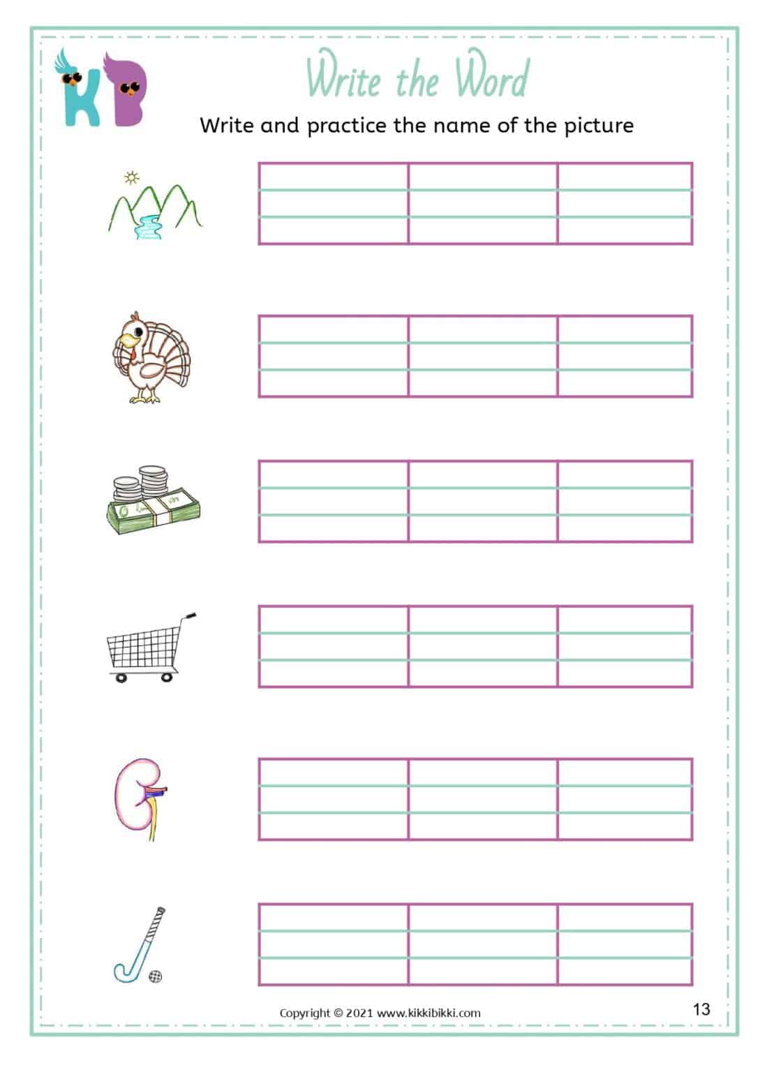 Words ending with 'ey' - Kindergarten Worksheet - Free Phonics