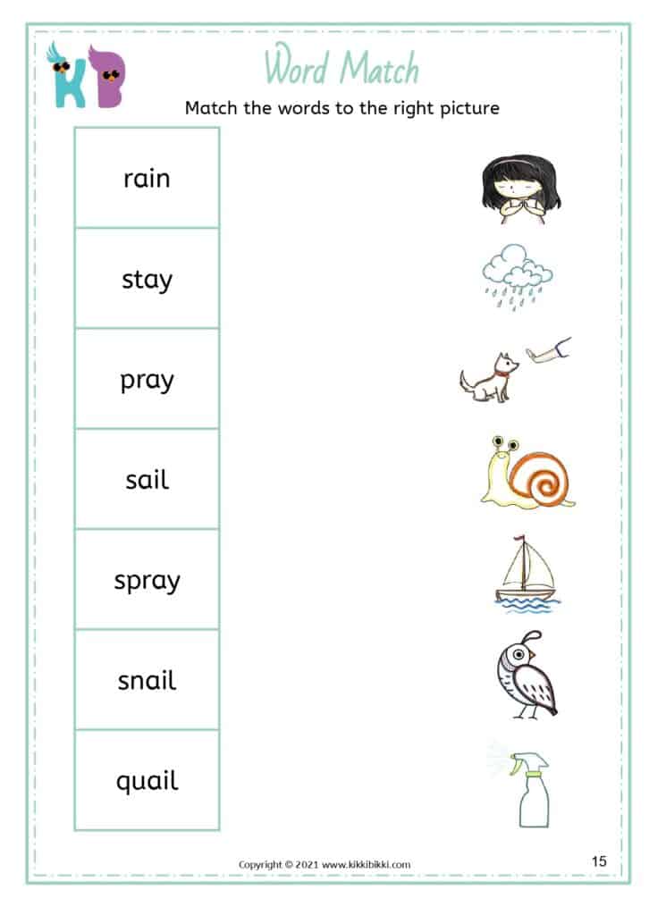 'ai' and 'ay' Word Recognition - Flashcard Match