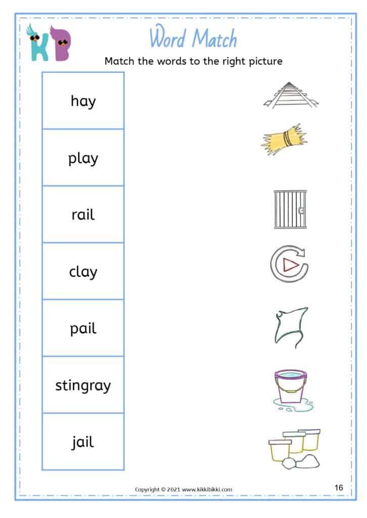Kindergarten Reading Fluency Practice - Read and Match