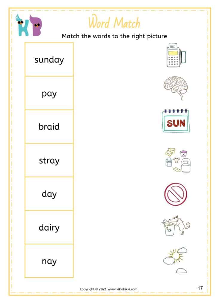 Engaging Worksheets for Long A Sound - Word Match Challenge
