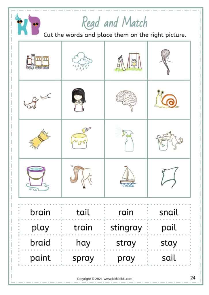 Printable Long A Sound Activities - Matching Game