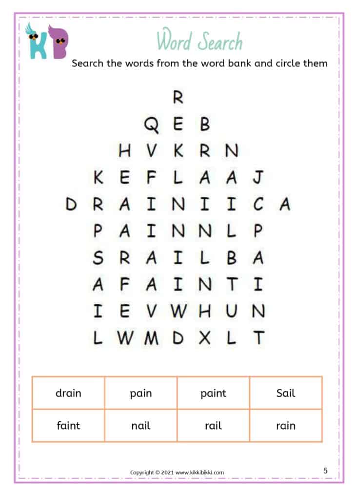 AI and AY Cut and Paste Worksheet