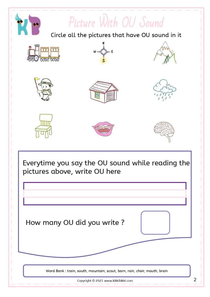 Kindergarten Language Arts Worksheet