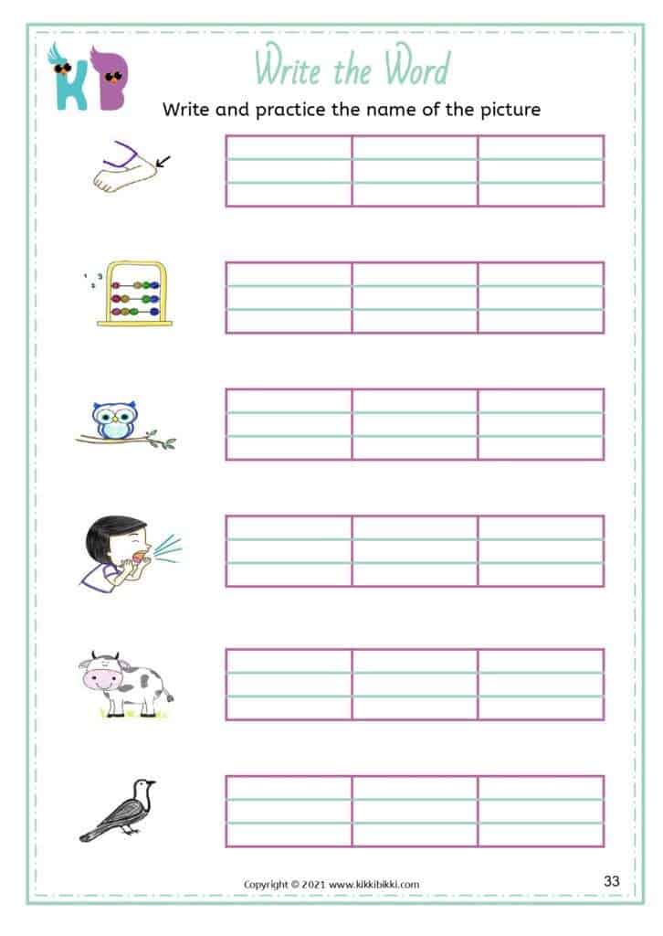 Free Kindergarten Phonics Worksheet