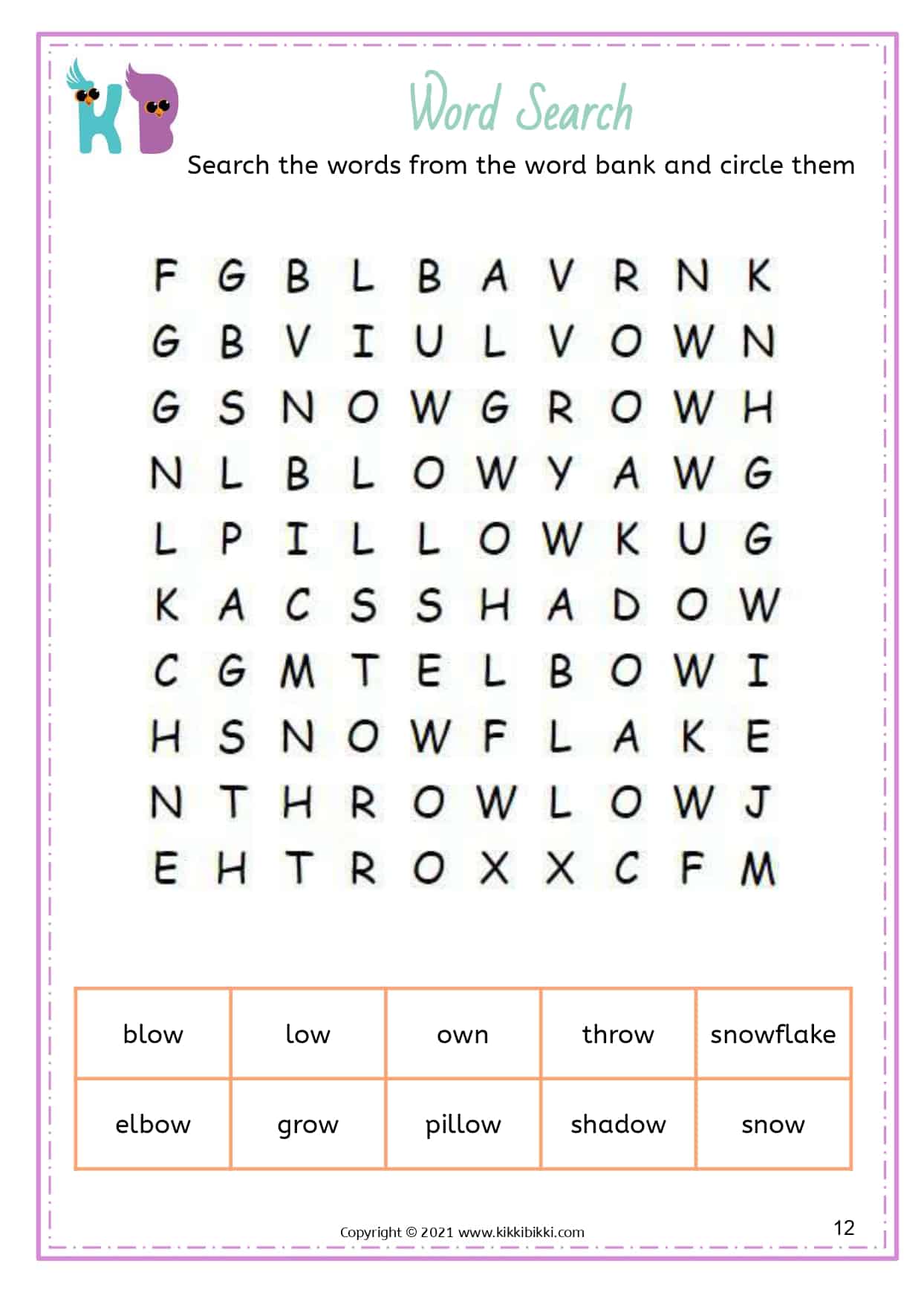 Learn to Spell ou ow Words - Kindergarten Worksheets