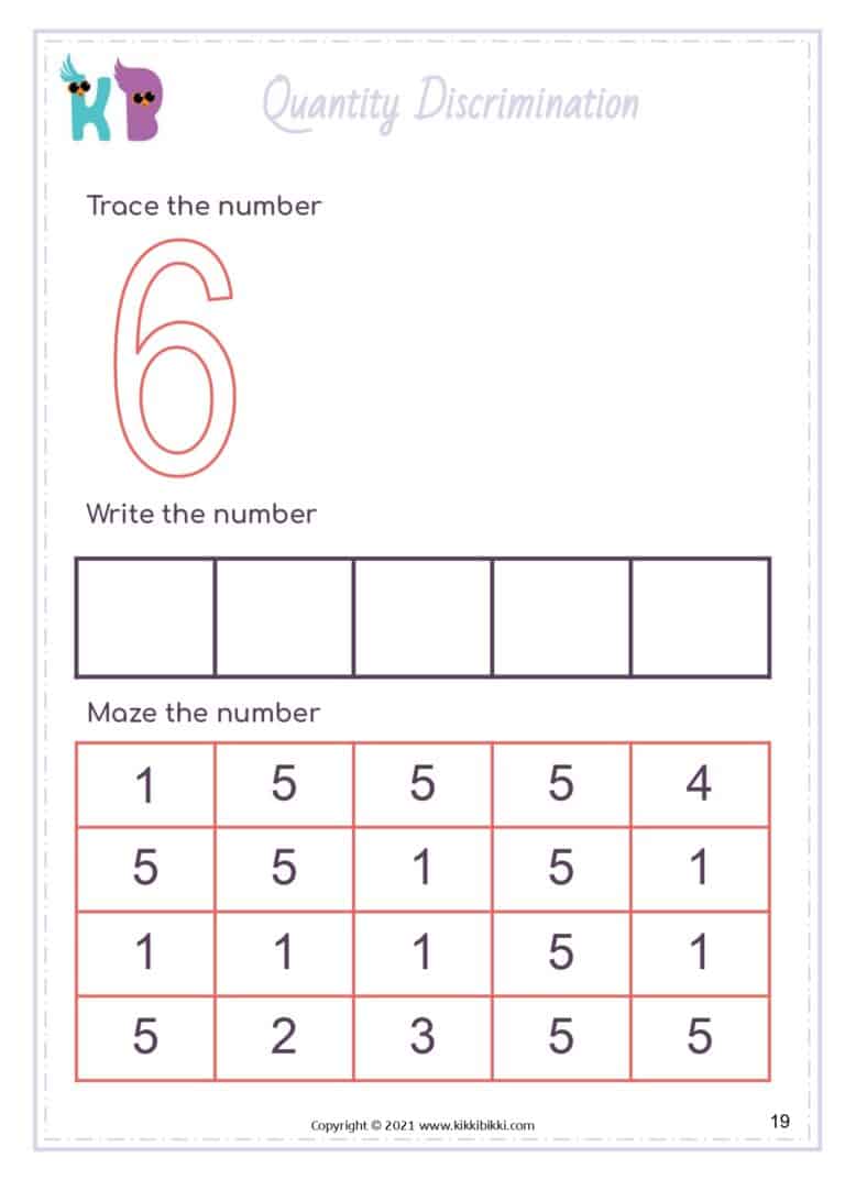 NUMBER SENSE WORKSHEETS for Numbers 1 to 10 - KikkiBikki