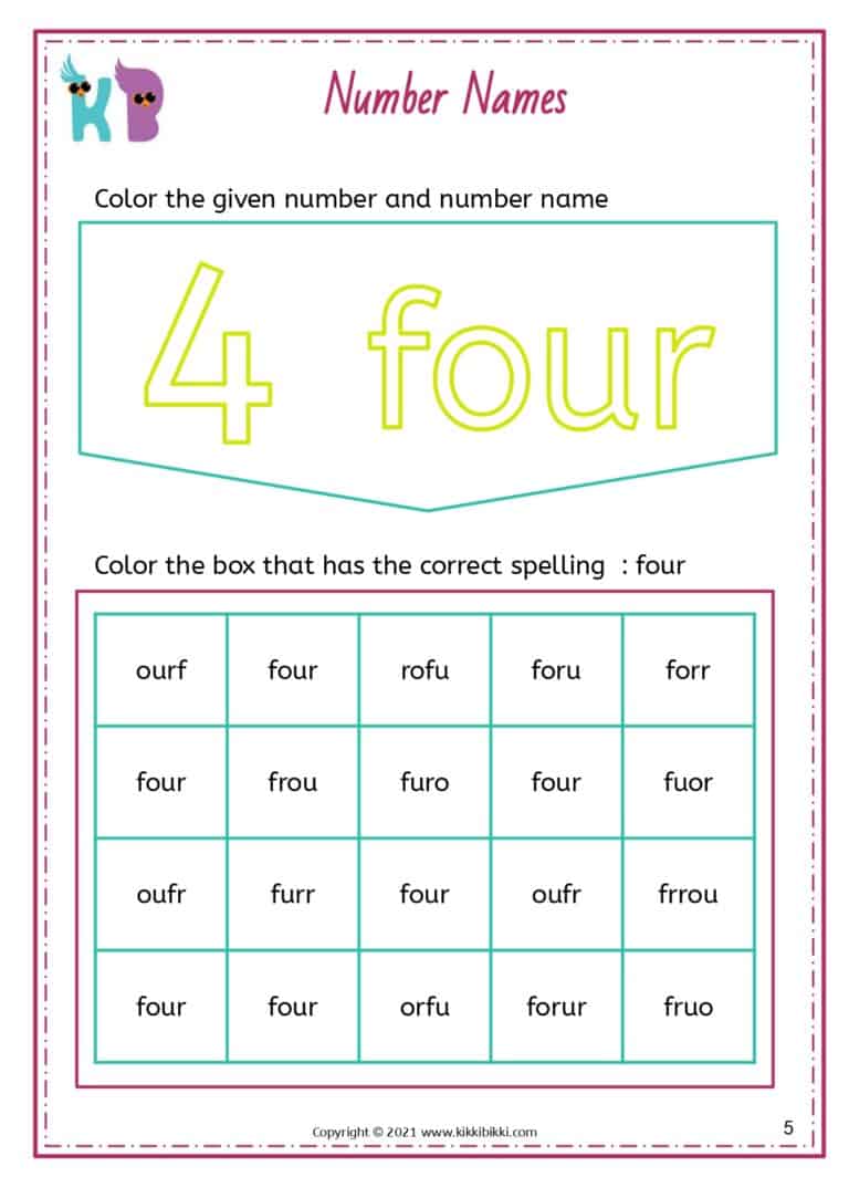 Number Names - Free Math Worksheets - KikkiBikki