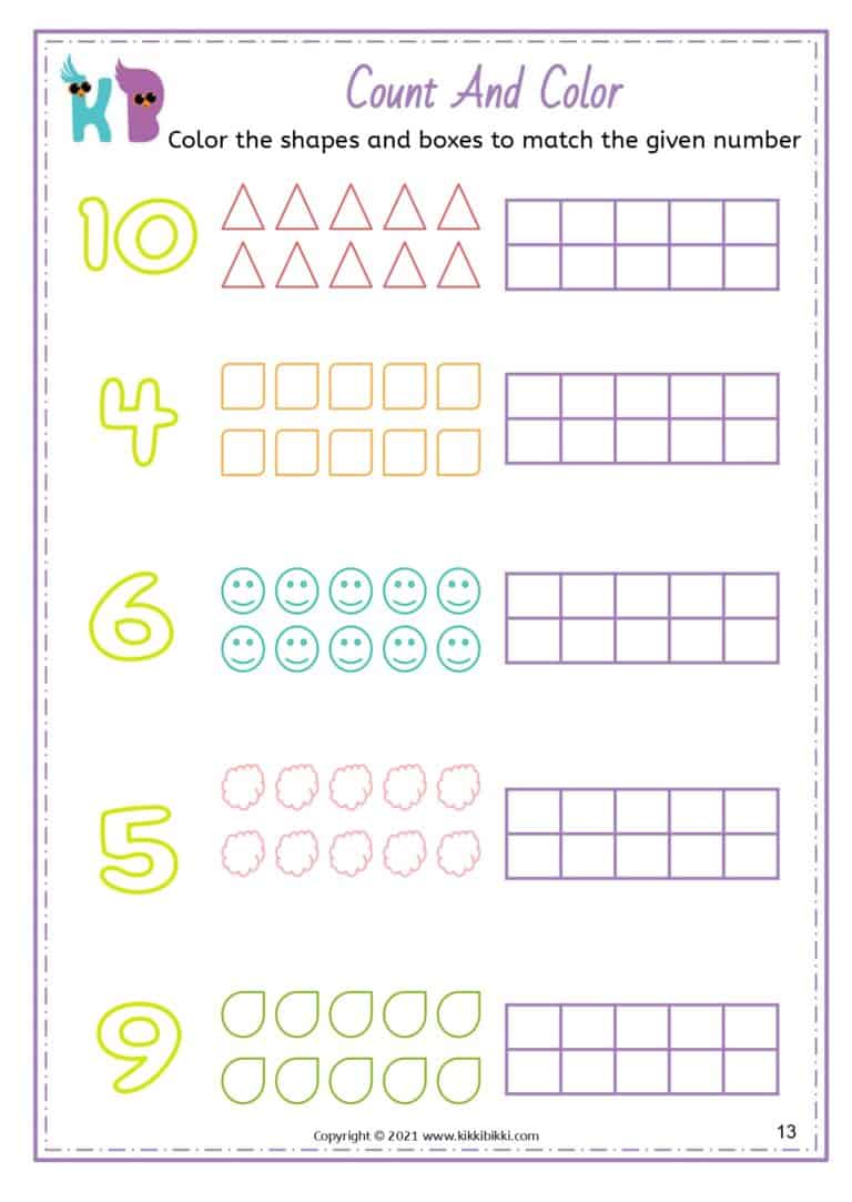 Simple COUNTING with Pictures Worksheets for Kids - KikkiBikki