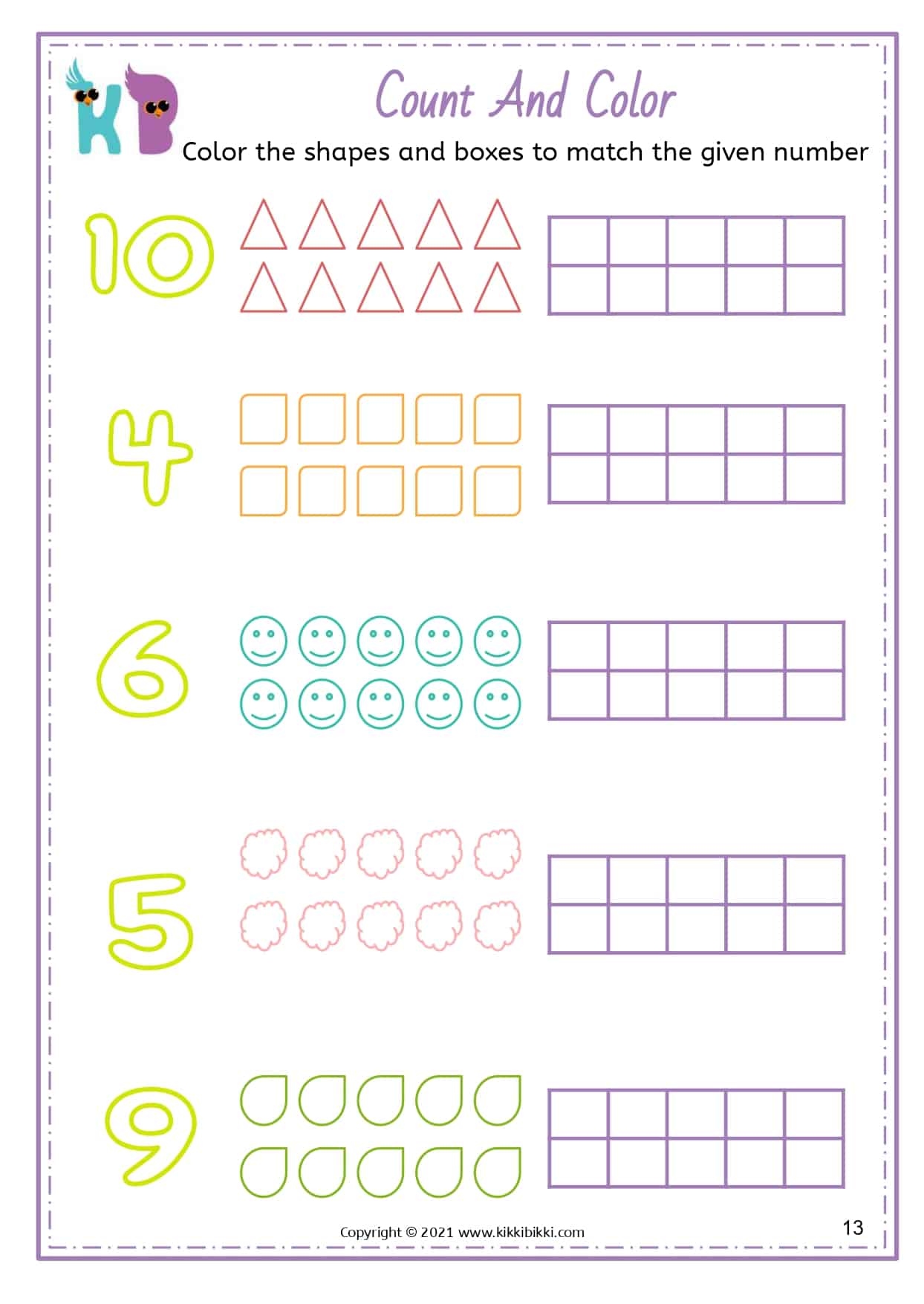 Simple COUNTING with Pictures Worksheets for Kids - KikkiBikki