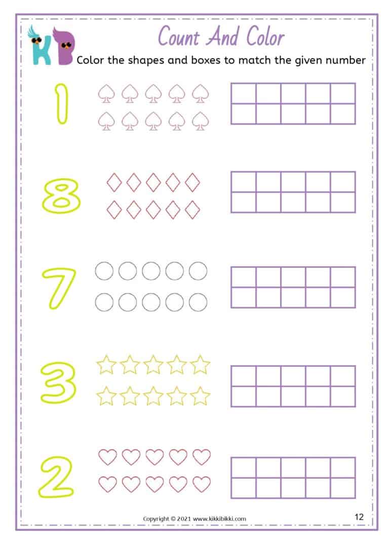 Simple COUNTING with Pictures Worksheets for Kids KikkiBikki
