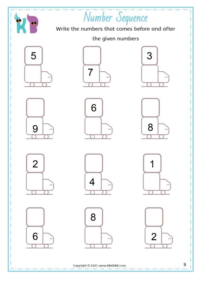 15+ NUMBER SEQUENCE Kindergarten Worksheets - Kikkibikki